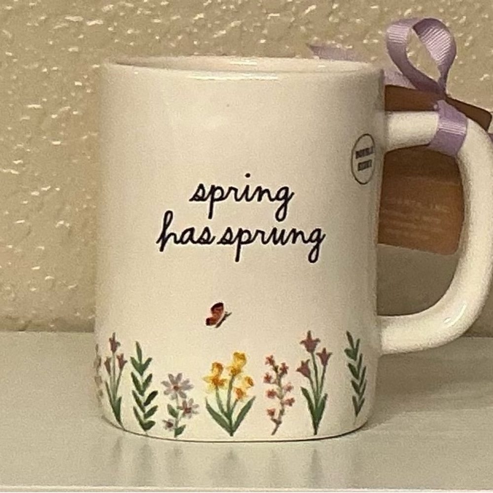 Rae Dunn Spring Has Sprung Floral Ceramic Mug with Bunny - Picture 2 of 4